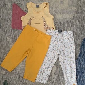 Kids Yellow Tank Top and 3/4 Leggings Set